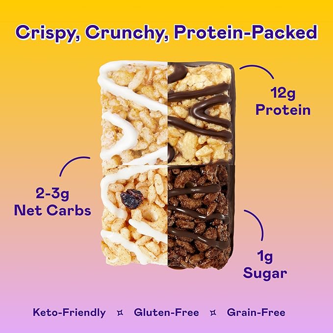 Magic Spoon Treats - 24 High Protein Bars: 4 each, Salted Caramel, Smores, Marshmallow, Chocolate Peanut Butter, Blueberry Muffin, Double Chocolate - High Protein Sugar & Gluten Free Snack