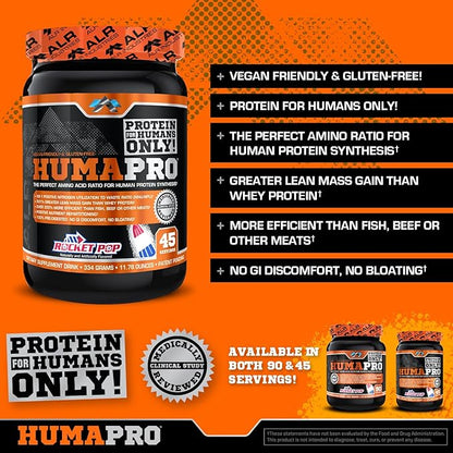 HumaPro Essential Amino Acid Formula | EAA Protein Supplement | Supports Muscle Recovery & Performance | Vegan, Gluten Free | | 45 Servings (Rocket Pop)