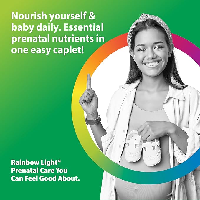 Rainbow Light Prenatal One Multivitamin Support from Conception to Postnatal, High Potency, Clinically Proven Absorption of Vitamin D, B2, Folate, Calcium, Zinc, Iron - 150 Tablets, 5 Month Supply