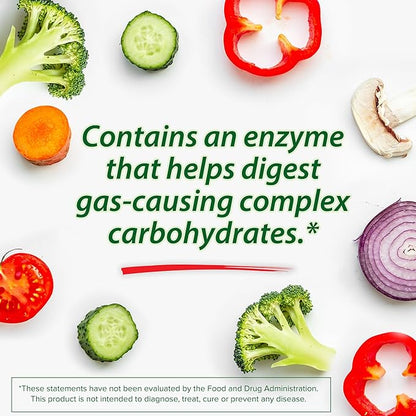 Beano Digestive Enzyme, Preventive Gas Relief for Adults, Helps Prevent Gas & Bloating, 100 Tablets