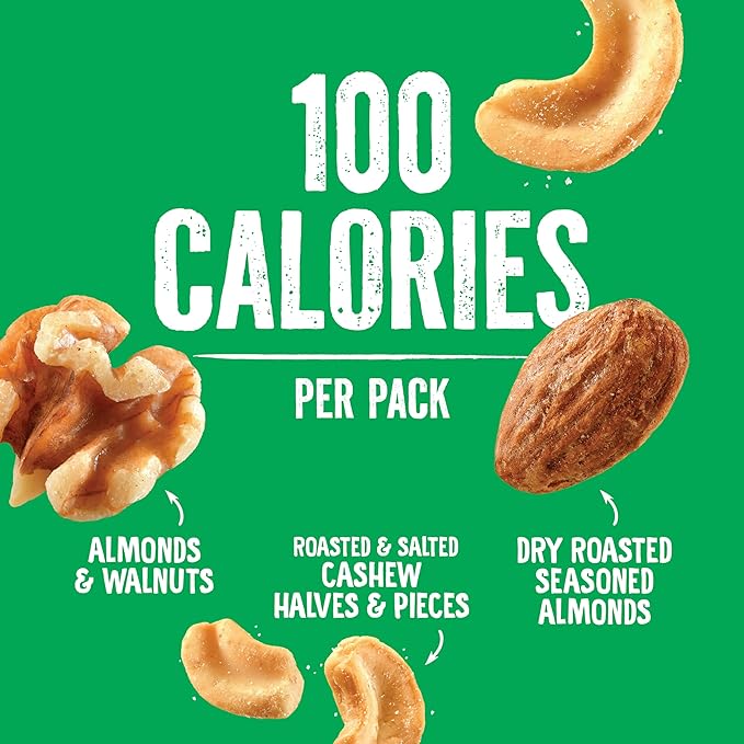 Emerald Nuts Mixed Nuts Variety Pack 18ct (2-Pack), 100-Calorie Individual Packs, Features Dry Roasted Almonds, Natural Almonds & Walnuts, and Roasted & Salted Cashews
