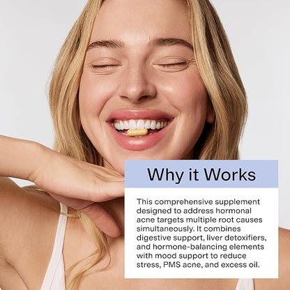 CLEARSTEM - MINDBODYSKIN Hormonal Acne Supplement (5-HTP) - Natural DIM Supplement - Skin Care Vitamins - Hormone Balance, Antioxidants - Gluten Free, Cruelty Free - 60 Servings, 180 Capsules