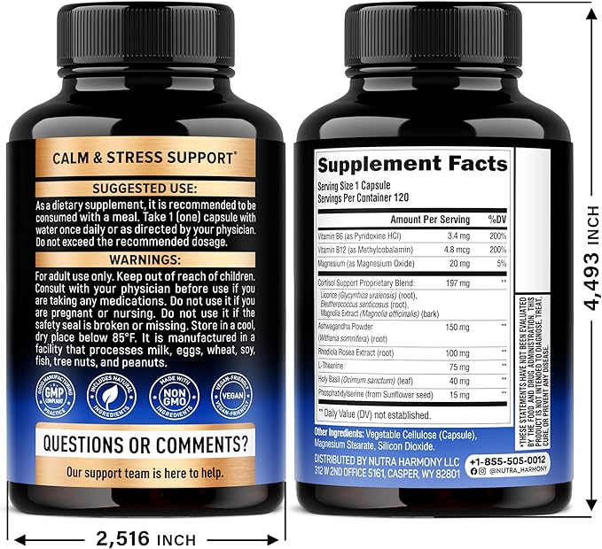 Cortisol Supplement for Women - Holy Basil | Ashwagandha | Rhodiola | L-Theanine - Plant-Based Hormone Balance - Mood, Focus & Sleep Support - Made in USA - Vegan, Non-GMO - 120 Capsules for 4 Months