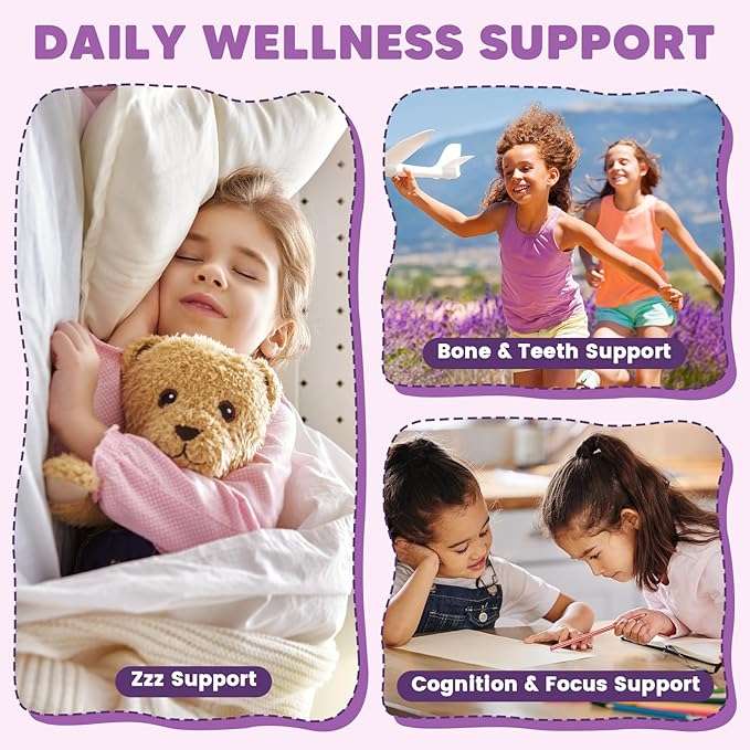 Magnesium Gummies for Kids & Adults - 400/200mg Magnesium Glycinate with L-Theanine, Chamomile, D3 & K2, Kids Sleep Gummies Melatonin Free, for Zzz & Relax, Cognition - Sugar Free, 60 C