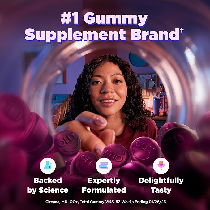 OLLY Sleep Gummy, 3mg Melatonin, L-Theanine, Chamomile, Lemon Balm, Sleep Aid, BlackBerry, 90 Count