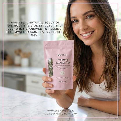 Ophelisse Hormone Balance Tea for Women - Loose Leaf Red Raspberry & Spearmint Herbal Blend - Menstrual Cycle, PMS & Occasional Discomfort Support - Caffeine Free Feminine Wellness, 30 Servings
