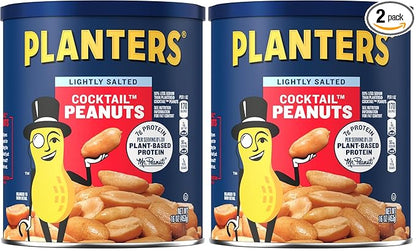 PLANTERS Dry Roasted Peanuts, Plant-Based Protein, Lightly Salted, Peanut Snack, 16 Oz Jar (Pack of 2)