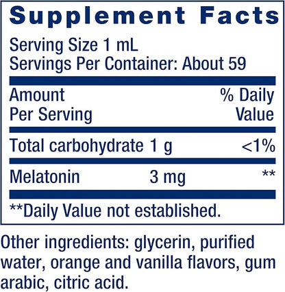 Life Extension Fast-Acting Liquid Melatonin (Citrus-Vanilla Flavor), 3 mg, Optimal Sleep Support, Healthy circadian Rhythms, Cellular Defense, Gluten-Free, Non-GMO, 2 fl oz
