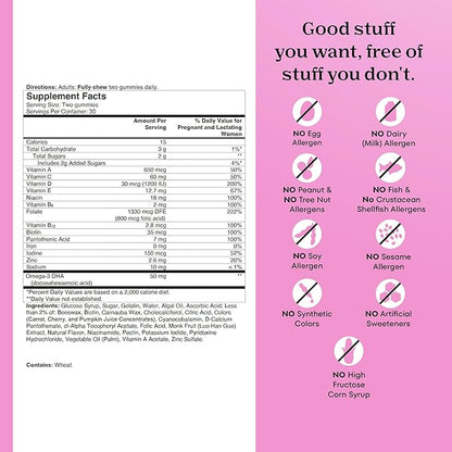 One A Day Prenatal Vitamins for Women Gummies- Pregnancy Vitamins for Women with Folic Acid, DHA, Iodine, Prenatal Gummies, Iron-Free, 60 Ct