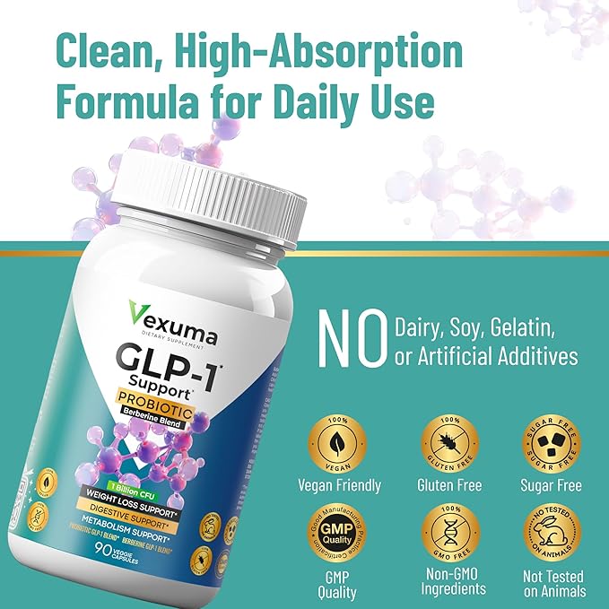 GLP-1 Support Probiotic Supplement for Weight Loss - Daily GLP1 Support for Women Men to Support Metabolism Healthy Gut & Boost Fat Burn - Natural Oral GLP-1 Support with Berberine HCl