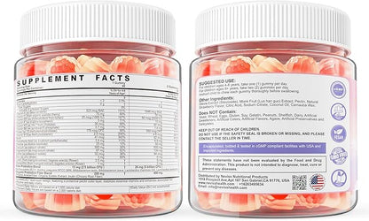Kids Multivitamin Gummies + Calcium, Probiotics, Vitamin D3, C, Methylated B12 & Methylfolate, B6, A, K2, E, Zinc, Prebiotics for Children Ages 4+, Clean & Sugar Free, for Nutritional Support, 60 Cts