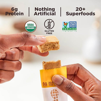 Perfect Bar Mini, Peanut Butter Protein Bar, Protein Snack, Snack Bar, Organic, Gluten Free, Soy Free, Non GMO, No Sugar Alcohols, 0.88 Ounce Bar, 24 Count