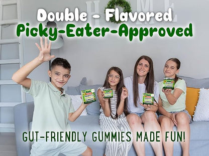 Center-Filled Kids Probiotic Gummies - with Prebiotic and Vegan Inulin Fiber for Digestive Support - Gut Health Supplement for 4+ Yo Children & Teens - Delicious Apple & Kiwi Flavor - 60 CT