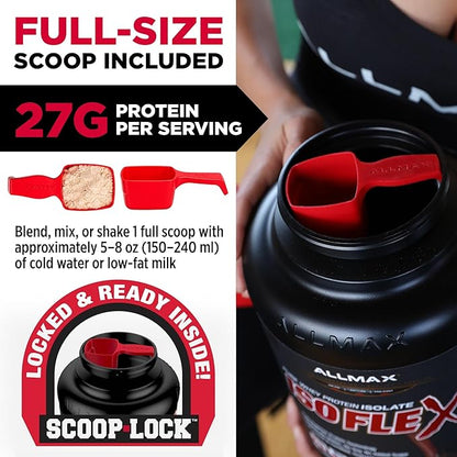 ALLMAX ISOFLEX Pure Whey Isolate Protein Powder - Gluten Free, Low Lactose, Sugar-Free - High-Protein, Clean, Keto-Friendly, Pre Post Workout Supplement for Women and Men | Strawberry, 2lb