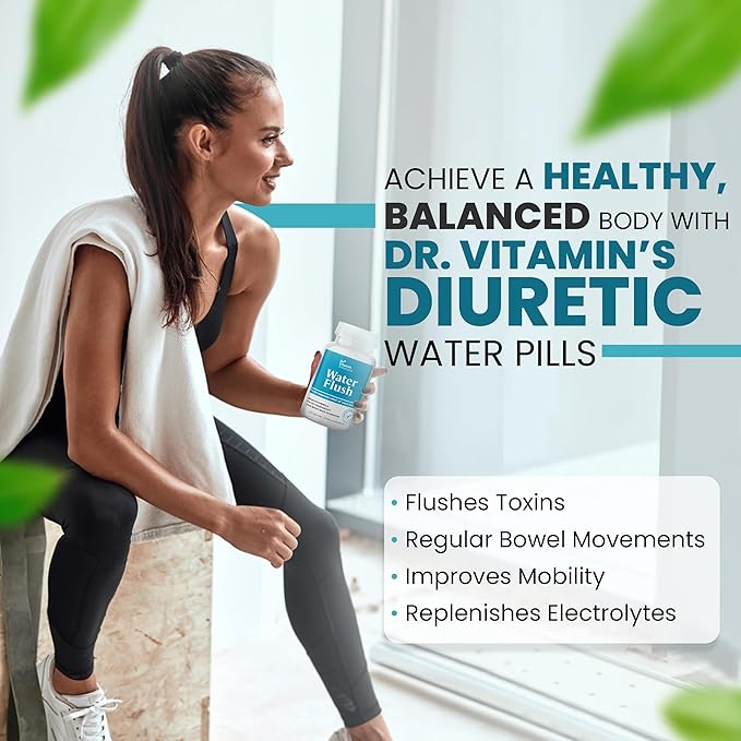 Diuretic Water Pills for Weight Control, 12 Active Ingredients (Green Tea, Cranberry & More), Instant Relief from Bloat & Swelling, Water Retention Pills for Women & Men - 60 Capsules