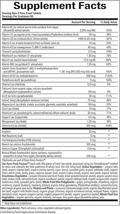 Natural Factors Whole Earth & Sea, Women's Prenatal Multivitamin and Mineral, Whole Food Supplement, Vegan, 120 Tablets