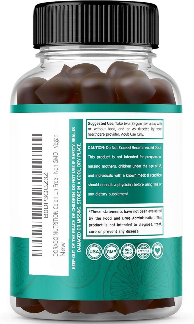 Colon Cleanse Gummies & Detox 15 Day Gut Cleanse (30 Gummies) Intestinal Cleanse & Probiotic for Gentle Laxative & Bowel Relief for Stomach Bloating - Third Party Tested, Vegan, Non-GMO - USA Made