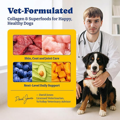 Collagen for Dogs - Collagen Soft Chews for Hip, Joint, Cartilage & Mobility Support, Skin & Coat Supplement for Dogs, with Types I, II & III Collagen and Superfood - 120 Count, Duck & Pear Flavor