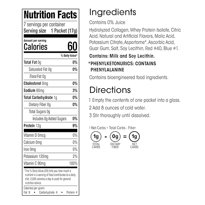 WonderSlim Protein Fruit Drink, Cran-Grape, No Fat, Gluten Free, Keto Friendly & Low Carb (7ct)