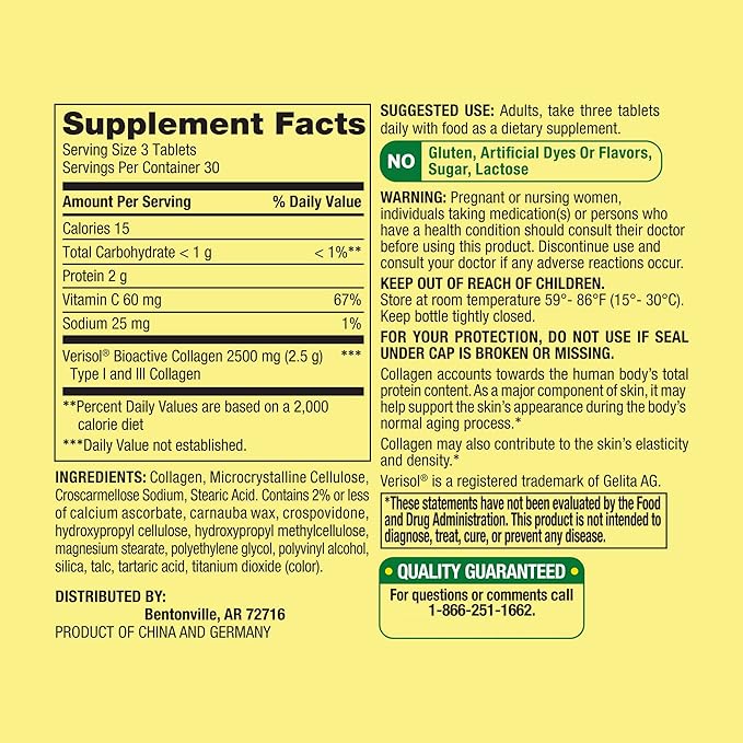 Spring Valley Collagen + C Tablets for Hair/Skin/Nail Health, 2,500 mg, 90 Count, Highly Absorbable, Collagen Plus Vitamin C Bundle with Luall's 45 Diabetes Decoded