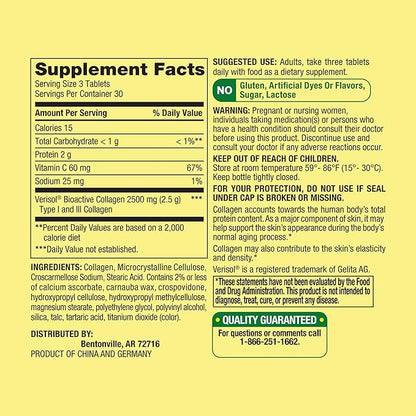 Spring Valley Collagen + C Tablets for Hair/Skin/Nail Health, 2,500 mg, 90 Count, Highly Absorbable, Collagen Plus Vitamin C Bundle with Luall's 45 Diabetes Decoded