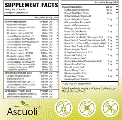 Probiotics for Women & Men - 300 Billion CFU, 24 Strains + 15 Organic Herbs Prebiotics Blend, Daily Probiotic for Digestive Health, Immune, Gut, Bloating - 120 Vegetarian Capsule (120-Days Supply)