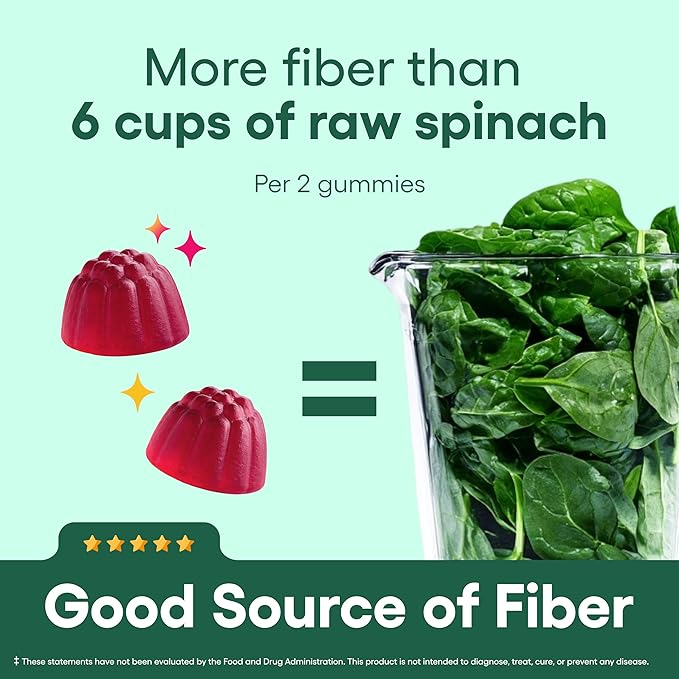 Physician’s Choice Fiber Gummies for Digestive Health & Regularity - Raspberry Lemon Flavor - No Sugar Added & Vegan - Natural Chicory Root Prebiotic Fiber - Daily Gummy for Adults, Women & Men - 60CT