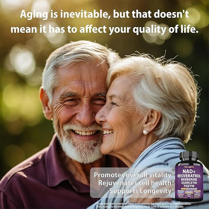 NAD Resveratrol Supplement for Women & Men. Support Cellular Health, Energy + Healthy Aging. Advanced Formula, Plus Third-Party Lab Tested in USA (60 Capsules)