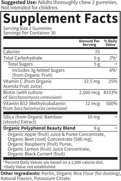 Garden of Life Organic Beet Root Gummies Made of Pectin with Antioxidants, Vitamin C, Biotin & B12 for Hair, Skin & Nails – BEETS Beauty Gummies – Vegan, Gluten Free, Non GMO, Raspberry, 30 Servings