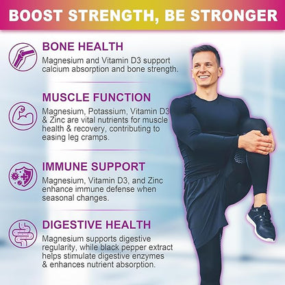 Magnesium Gummies 400mg | 5-in-1 Magnesium Complex for Women & Men: Mag Glycinate, Citrate, Malate, Chloride & Taurate | w/Ashwagandha, D3 & Zinc for Relaxtion, Mood,Energy | Sugar-Free, Vegan, 60Cts