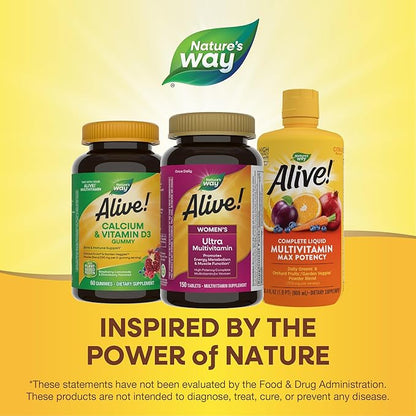 Nature's Way Alive! Ultra Multivitamin for Women, Complete Daily Women's Vitamins, High Potency Formula, Promotes Energy Metabolism and Muscle Function*, Vitamin A, C, D, Methylated B12, 150 Tablets