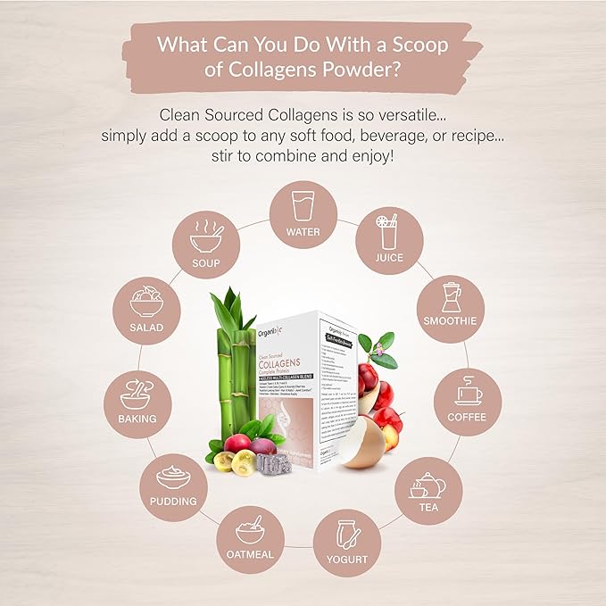 Organixx Clean Sourced Collagens, Protein Powder Supplement with 5 Types of Collagen, Vitamin C, Zinc, and Vitamin B6, Unflavored Collagen Powder, Dairy and Gluten Free, Keto, 15 Travel Packets