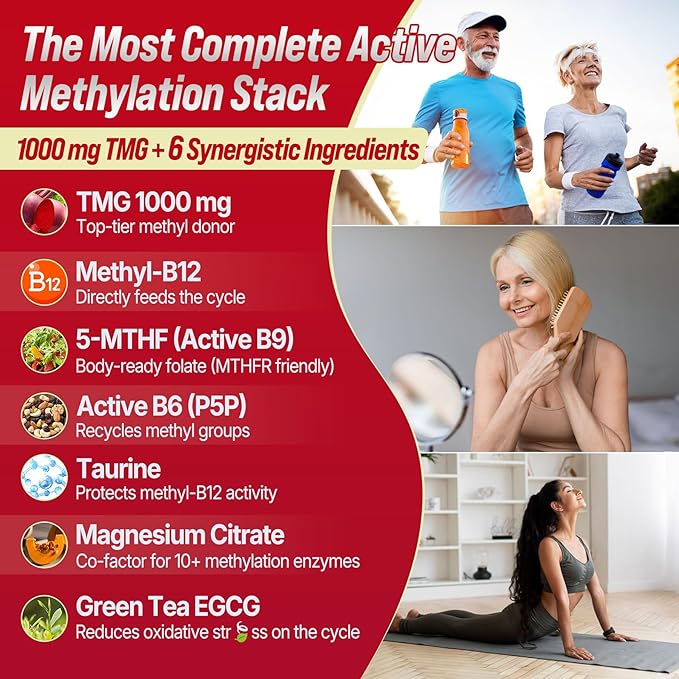 2Pack TMG Gummies 1000mg Betaine Anhydrous + Methylated Multivitamin & B Complex Methylated(Methylfolate B12 B6), Magnesium, Taurine - Essential Trimethylglycine for Homocysteine Levels, Brain, Energy