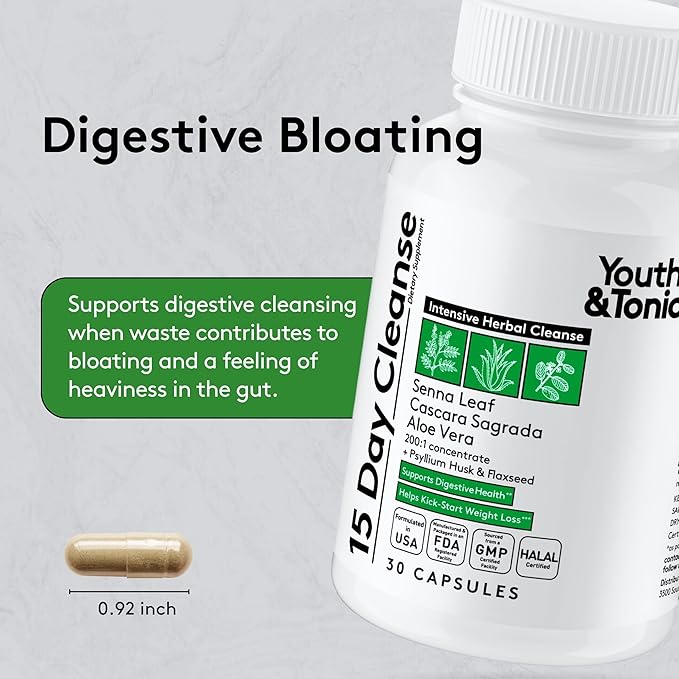 Youth & Tonic Belly Bloating Relief for Gas, Gut & Water Debloating – Digestion & Fluid Retention Support with Activated Charcoal for Women & Men– 150 Pills