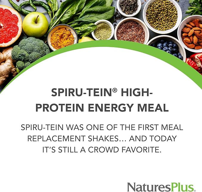 NaturesPlus SPIRU-TEIN, Banana - 4.5 lbs - Plant-Based Protein Shake - Non-GMO, Vegetarian, Gluten Free - 60 Servings