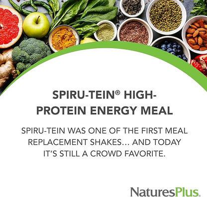 NaturesPlus SPIRU-TEIN, Chocolate - 3.7 lbs - Plant-Based Protein Shake - Non-GMO, Vegetarian, Gluten Free - 60 Servings
