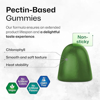 BIO KRAUTER® Chlorophyll Gummies for Body Odor & Detox Support - Vegan Chlorophyll Supplements for Women & Men - Natural internal Deodorant - 90 Detox Gummies, 45 Days of Supply, Apple Flavor, Non-GMO