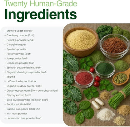 Human-Grade Superfood for Dogs, Premium Greens Powder Supplement for Dental Health, Longevity, Hip & Joint, Gut Health, Allergies, Immune Support, Skin & Coat - Peanut Butter - 3.5 oz