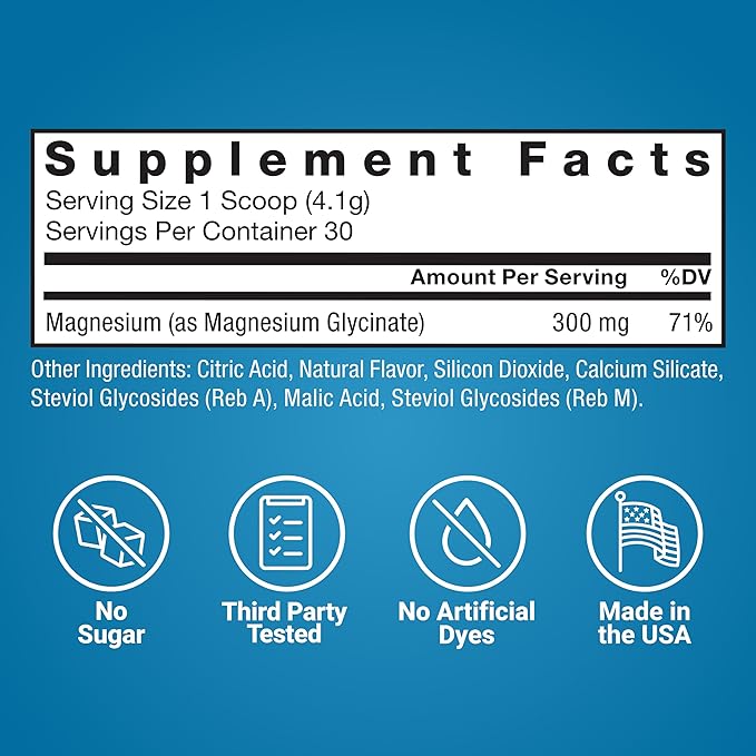 Force Factor Ultimate Magnesium Glycinate Powder 300mg, Support Relaxation & Mood, Promote Bone Health, Chelated Magnesium Bisglycinate, High Absorption, Raspberry Lemon, 30 Servings