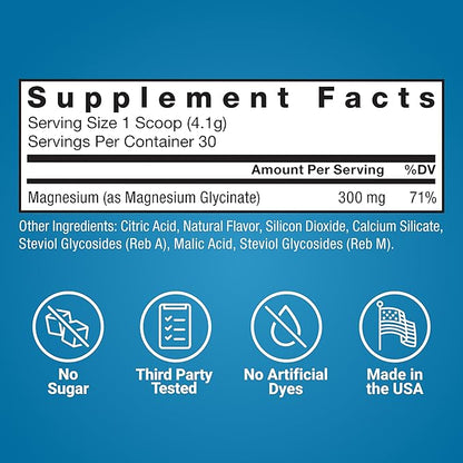 Force Factor Ultimate Magnesium Glycinate Powder 300mg, Support Relaxation & Mood, Promote Bone Health, Chelated Magnesium Bisglycinate, High Absorption, Raspberry Lemon, 30 Servings