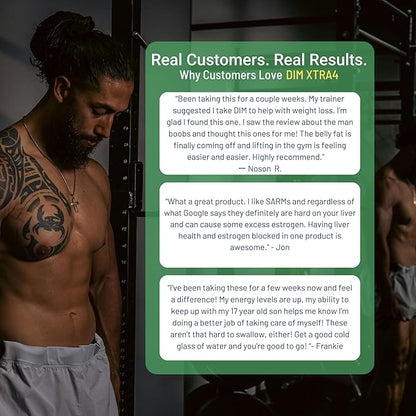 DIM XTRA 4 - 300 mg Estrogen Blocker for Men & Aromatase Inhibitor | Testosterone Hormone Restorer & Energy Booster | With Magnesium, Nettle and Sulforaphane Broccoli Extract