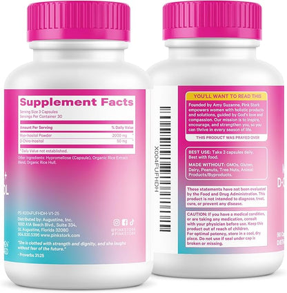 Pink Stork Inositol Supplement for Women – 40:1 Myo-Inositol & D-Chiro Inositol – Hormone Balance for Women – Healthy Ovulation & Fertility Support – Cycle Regularity & Metabolic Wellness, 30 Servings