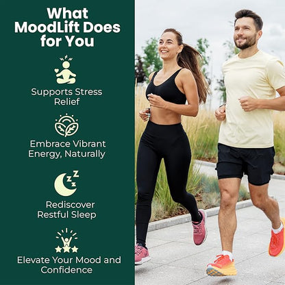 MoodLift Natural Mood Support Supplement - Dopamine & Adaptogen Blend with Mucuna Pruriens, Shatavari, Rhodiola Rosea & Matcha - Promotes Emotional Balance, Focus & Stress Relief - 60 Capsules