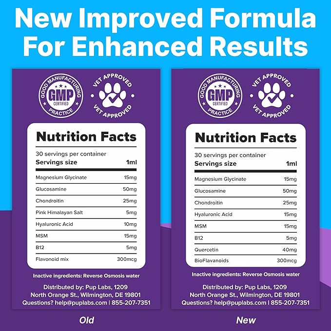 Pup Labs Freedom Joint Drops - Dog Joint Support Supplement with Human-Grade Ingredients - No Fillers, Preservatives, Additives, or Artificial Ingredients, 3 30 ml Droppers