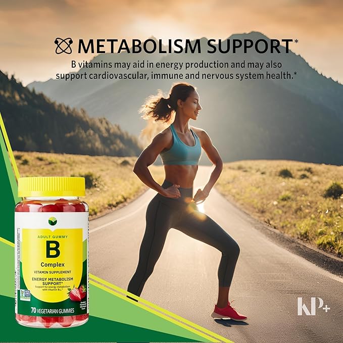 KP+ Vitamin B Complex | 70 Vegetarian Gummies | Supports Energy Metabolism & Nervous System Health | Strawberry Flavor | Pack of 1