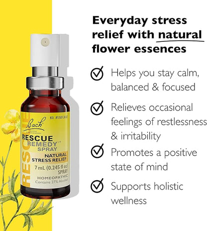 Day & Night Bundle, Bach RESCUE REMEDY Spray, Natural Stress Relief [and] RESCUE SLEEP Spray, Natural Sleep Aid - 2-Pk, Homeopathic Flower Essence, Vegan, 7mL Ea