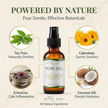 Feminine Spray for Women – All Natural Yoni Oil Deodorant & Moisturizer, Organic Essential Oils, Chemical-Free, Sensitive Vaginal Care | 4 oz Refill Dropper Bottle