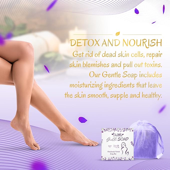 FIVONA Feminine Yoni Soap Natural Herbal Bar with Foaming Bag Perfect for Intimate V Care and Body Wash 5.3 oz