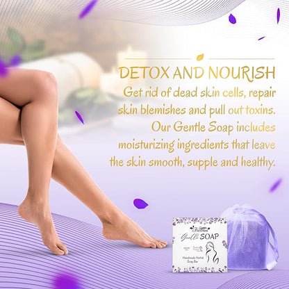 FIVONA Feminine Yoni Soap Natural Herbal Bar with Foaming Bag Perfect for Intimate V Care and Body Wash 5.3 oz
