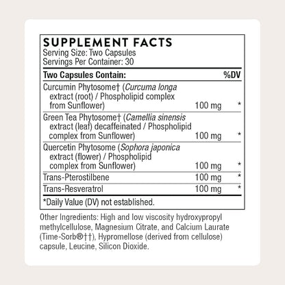 THORNE - Resveratrol Complex - Supports Healthy Aging* - Trans-Resveratrol Supplement with Green Tea, Quercetin & Curcumin Phytosome - Third-Party Certified - Gluten, Dairy & Soy-Free - 60 Capsules